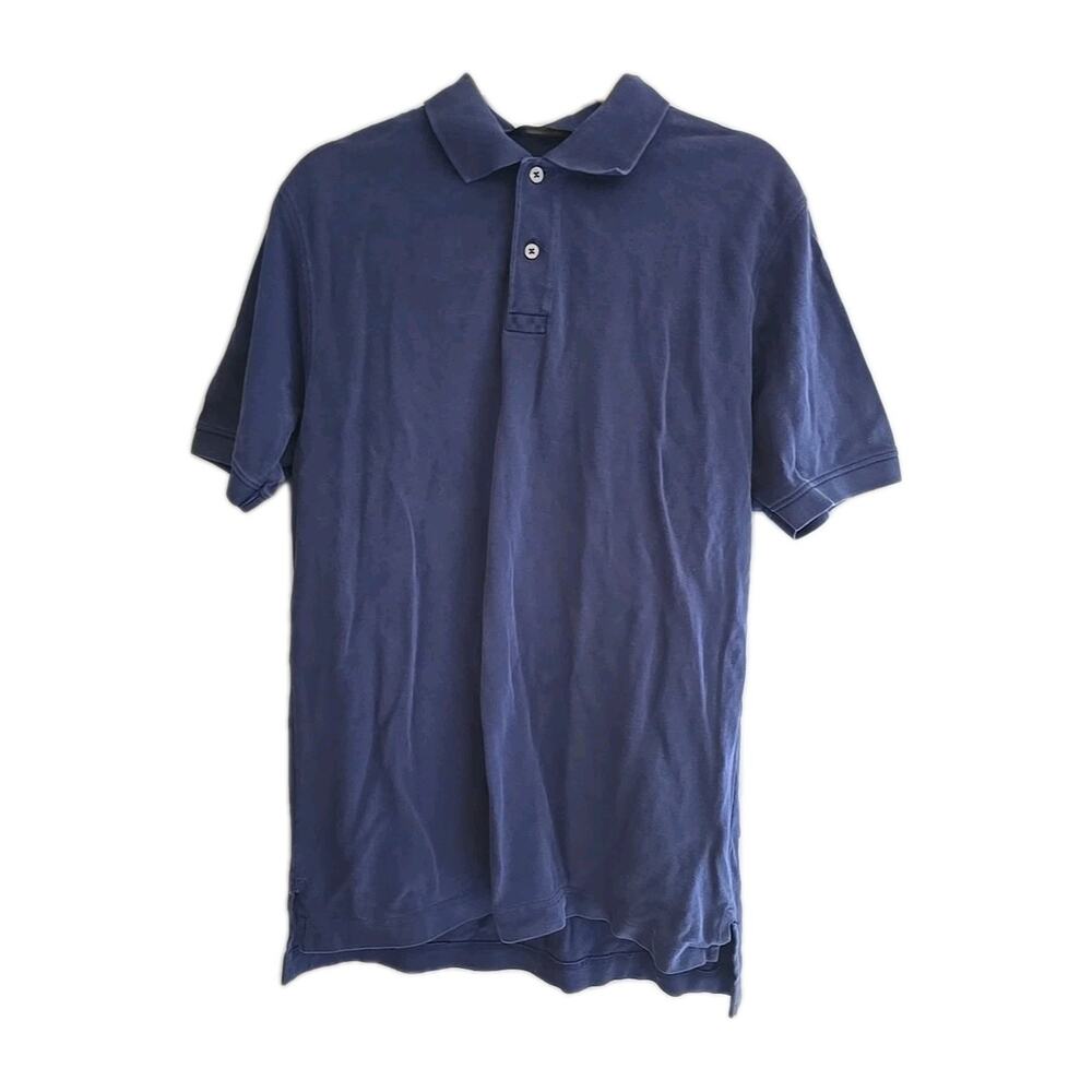 Scott Barber Navy Blue Hi-Lo Hem Short Sleeve Polo Shirt Men's Size‎ Medium